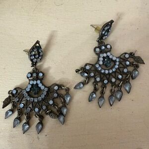 Elegant Silver and Black Chandelier Earrings